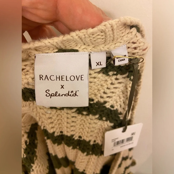 NWT Splendid x Rachelove Striped Reversible Cardigan Green & Cream Size XL - Picture 5 of 10